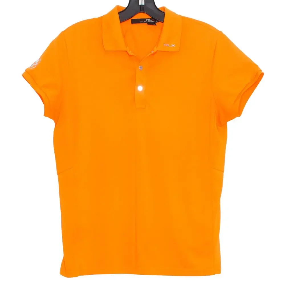 Ralph Lauren RLX Mens Shirt Polo Snap Short Sleeve Orange Size Medium DZ